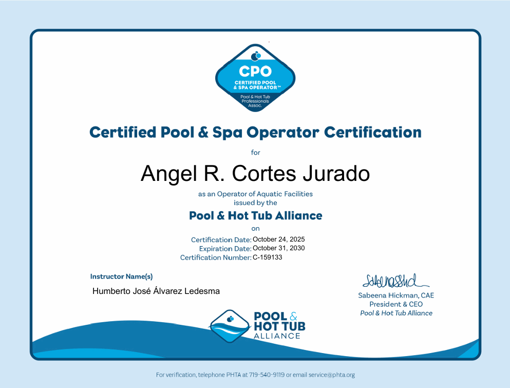 Vista previa Certificación Albercas